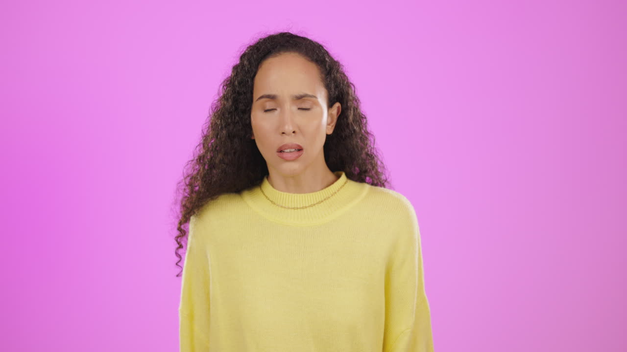 Happy, wow and disappointed face of woman