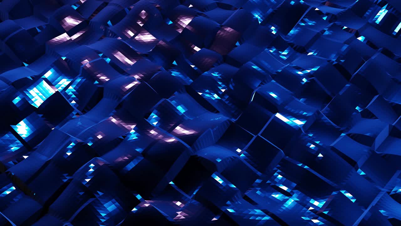 estilo oscuro abstracto bajo fondo poli en 4k. ondas abstractas se mueven en superficie metálica brillante en bucle. animación suave y sin costuras. simple geometría minimalista bg. color azul