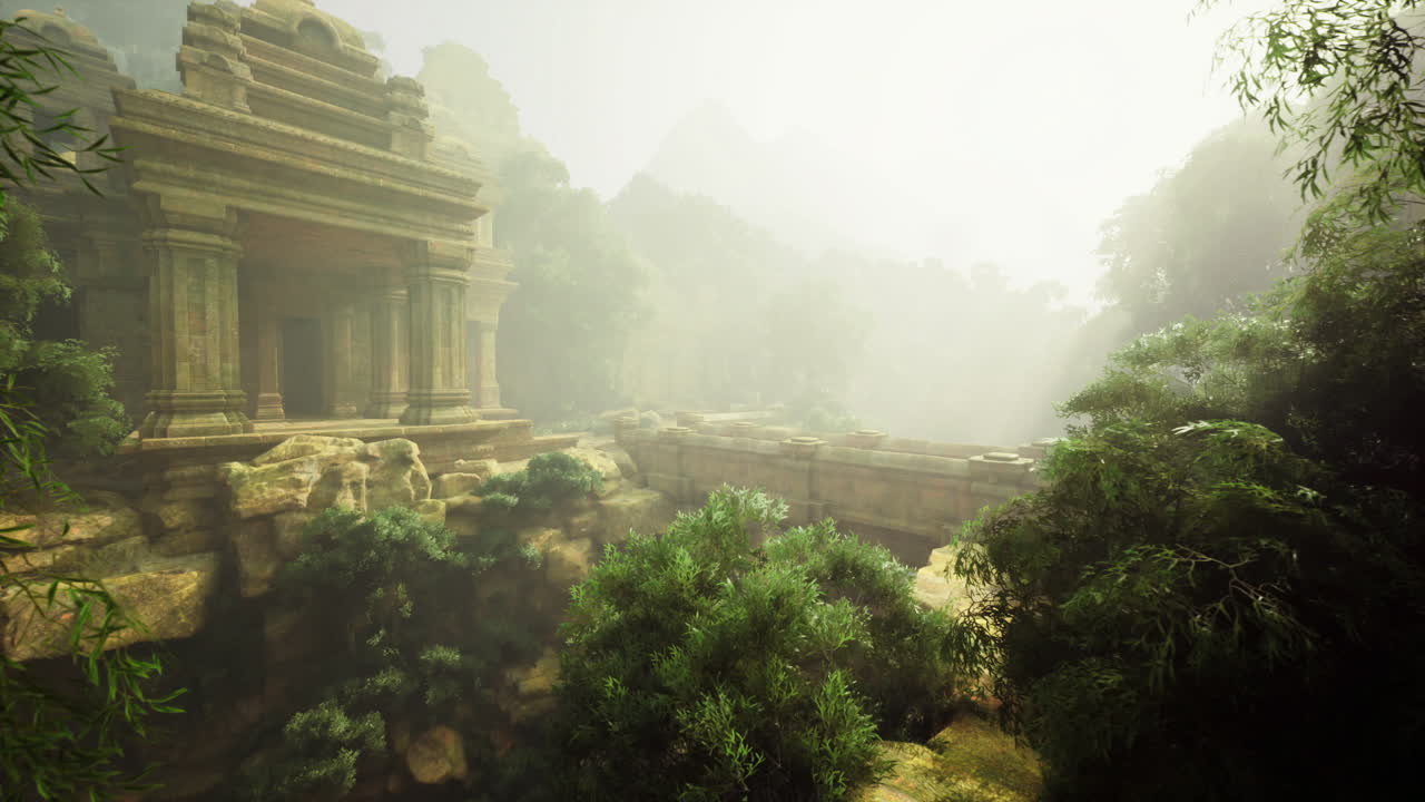 Abandoned relics hidden within lush tropical foliage and moss