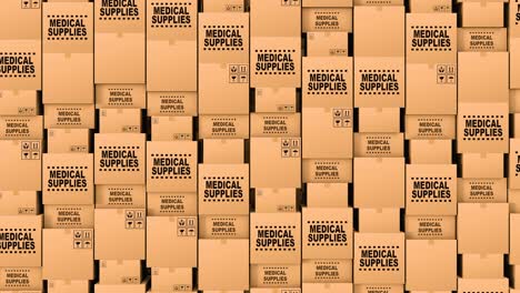 riesige menge an kartonkisten mit medizinischen vorräten und spenden loopbar