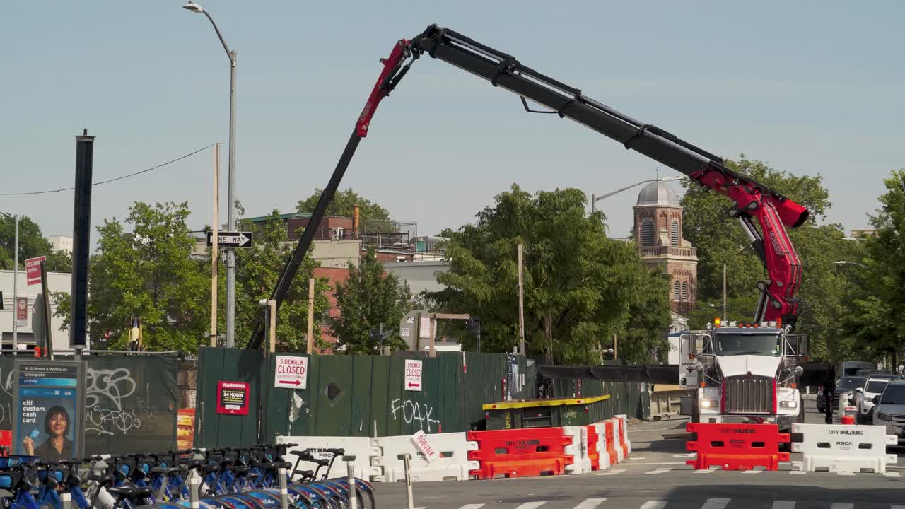 Crane Working On Building Foundation For Highrise Residential Structure