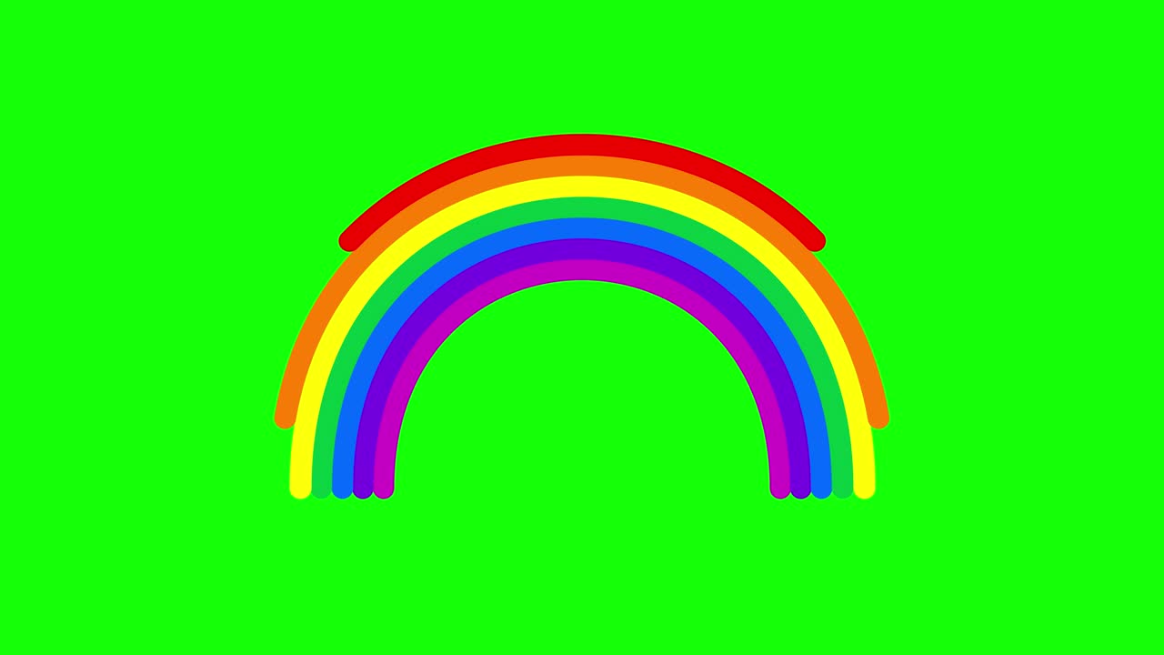 공에서 무지개의 모양의 애니메이션: 희망과 소망을위한 무지개의 움직임은 낙관주의의 분위기를 생성합니다. 애니메이션 날씨 아이콘: 여름의 상징: 디자인 템플릿.