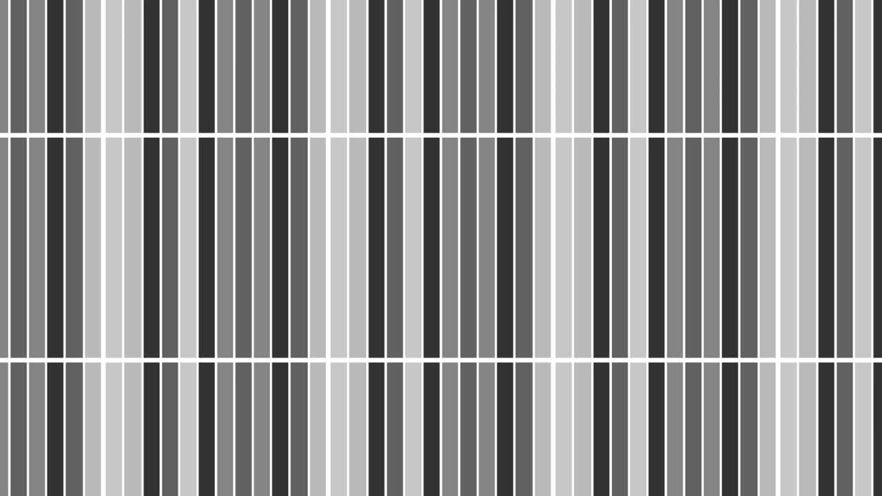 patrón gráfico en blanco y negro con efecto estroboscópico e hipnótico, mientras aumenta en tamaño y luego lo reduce.