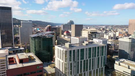 good aerial over portland oregon business district downtown 1