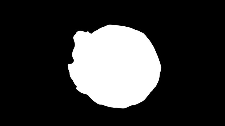Seamlessly looped water in rim light flows with splashes around sphere, slow motion.