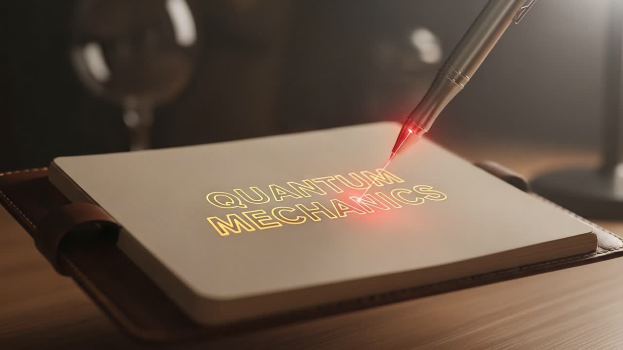 Illuminating Insights: The Artistic Representation of Quantum Mechanics on a Leather-Bound Notebook with a Laser Pen as a Symbol of Science and Creativity