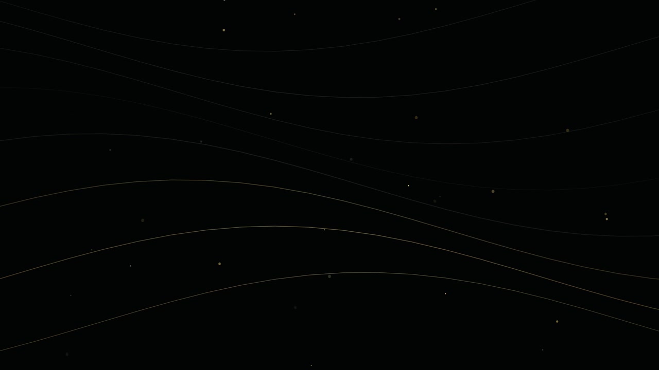 Abstract Background with Flowing Golden Lines and Floating Particles