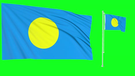 green screen waving palau flag or flagpole