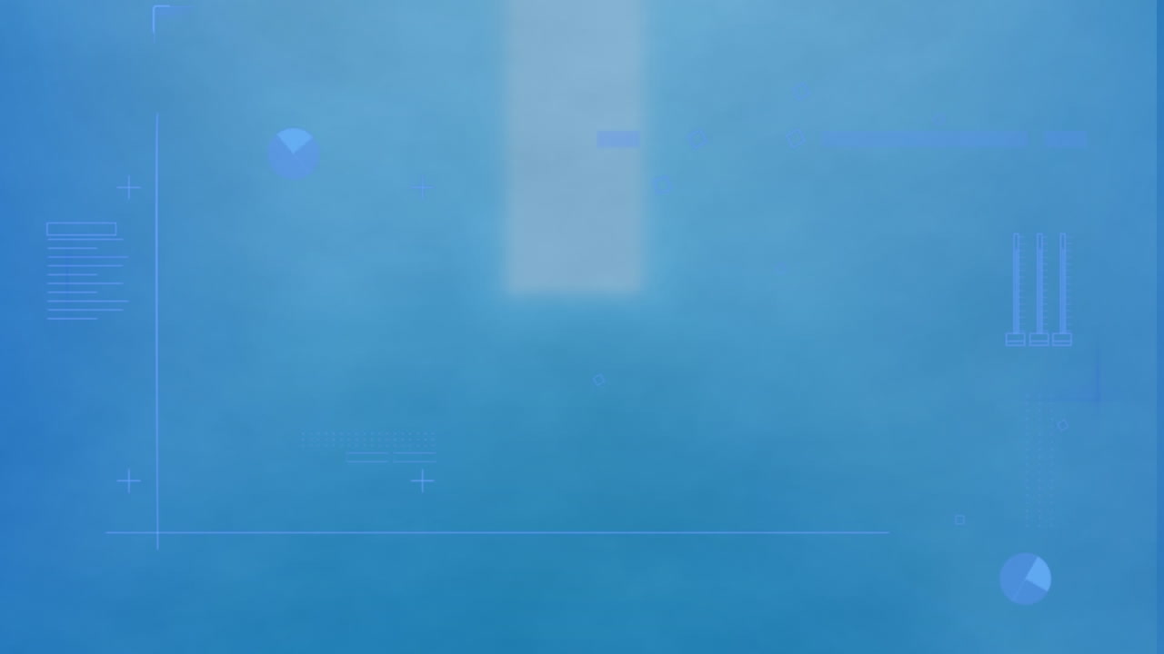 파란색 배경에 대한 데이터 처리 인터페이스의 애니메이션