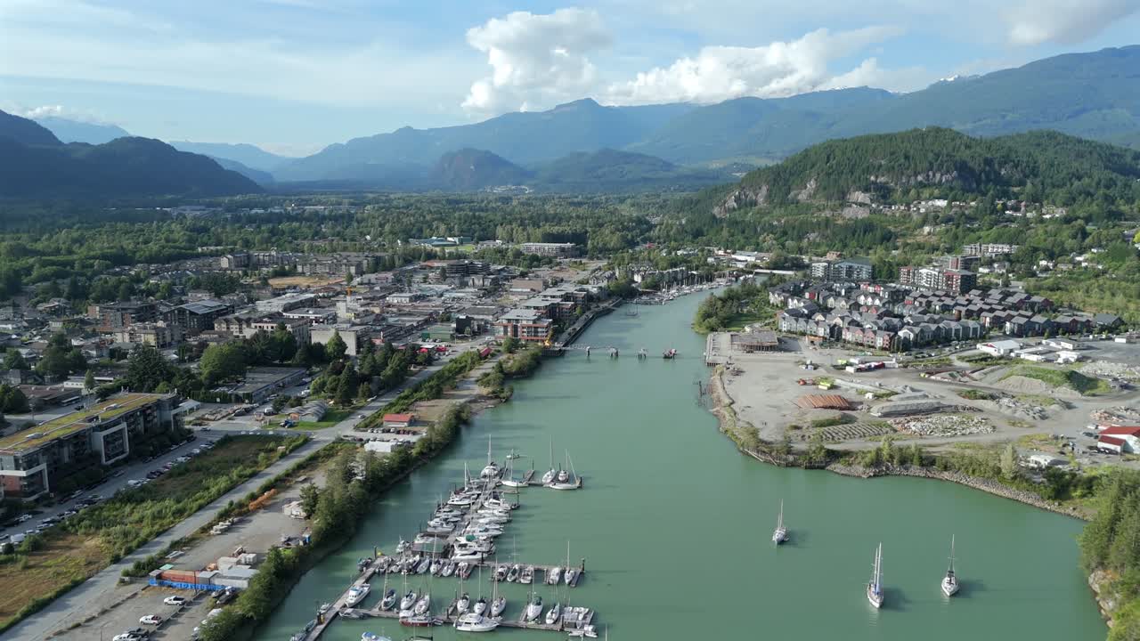 Aerial View of Squamish City in British Columbia on a Sunny Day