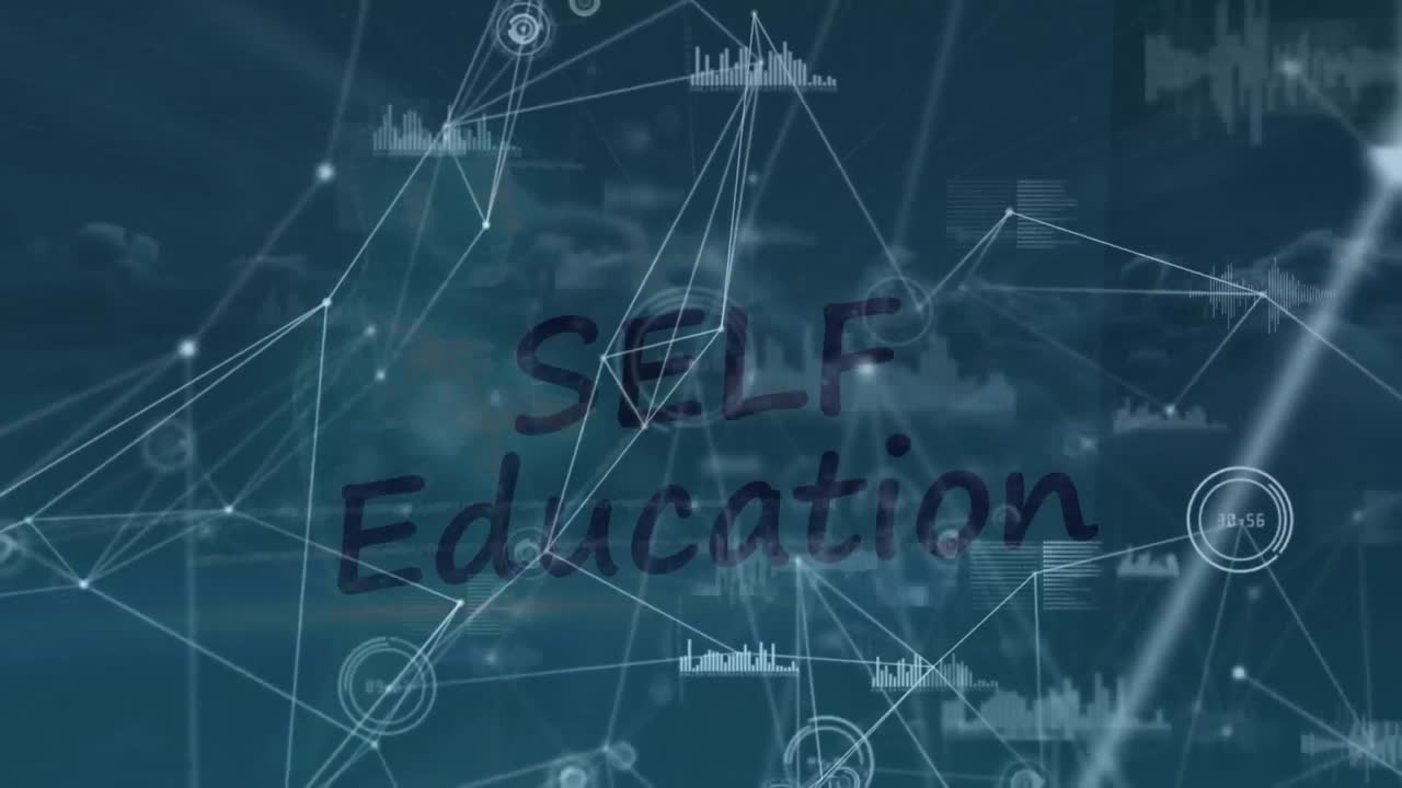 하늘 위의 아이콘으로 연결 네트워크의 애니메이션