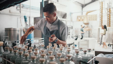 bottling process at a distillery