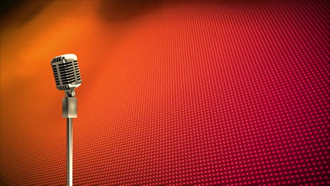 animation of retro microphone with copy space over red and orange background