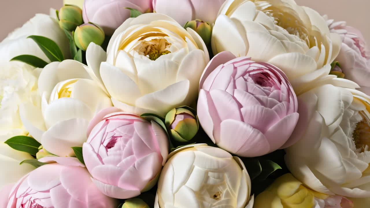 Elegant Bouquet of White and Pink Peonies