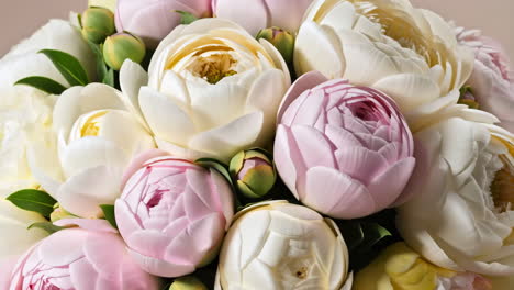 elegant bouquet of white and pink peonies