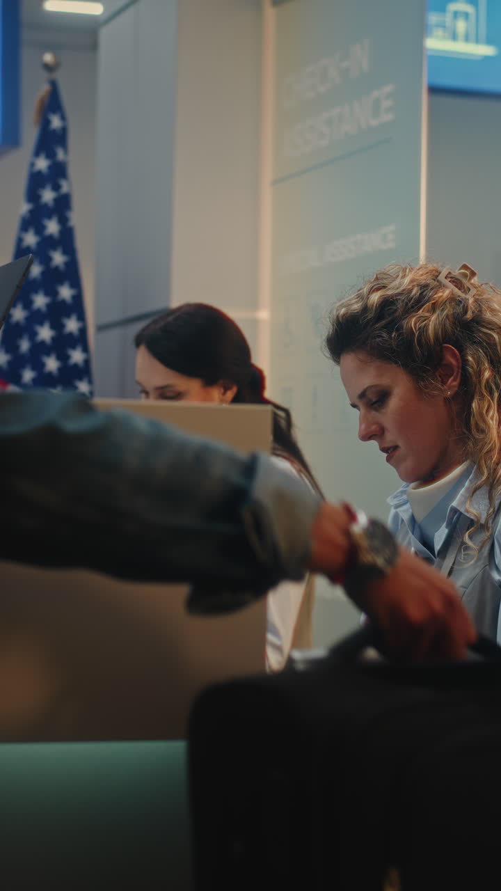 Airport Check-in Staff Assisting Passengers