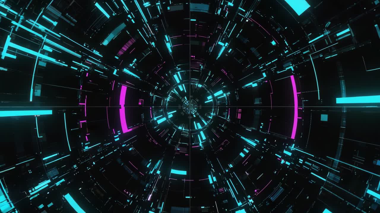 Futuristic Neon Cyber Tunnel Abstract Background