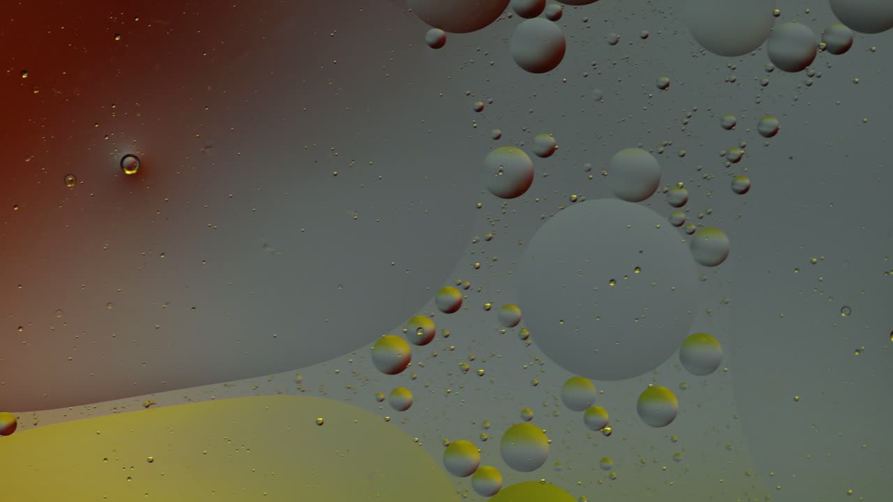 다채로운 기름 거품의 거시 구조, 혼란스러운 움직임, 추상적인 다채로운 배경, 패턴