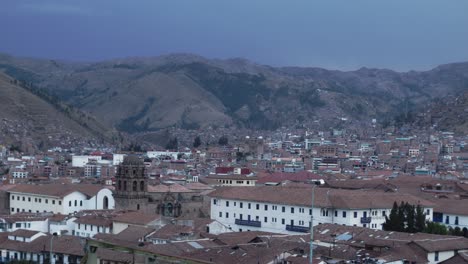 sunset cusco historical plaza and cathedral tower - 4k