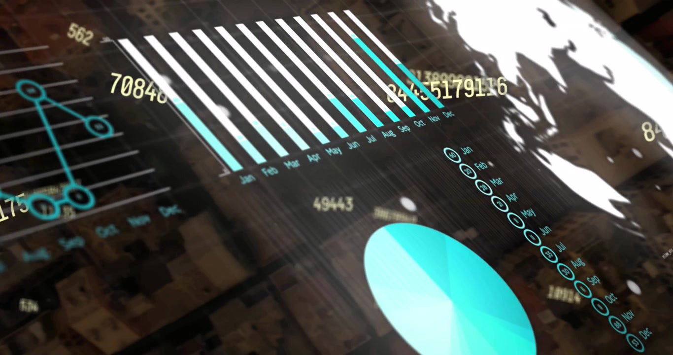Animation af behandling af finansielle data over bybillede