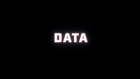 4k text reveal of the word "data" on a black background