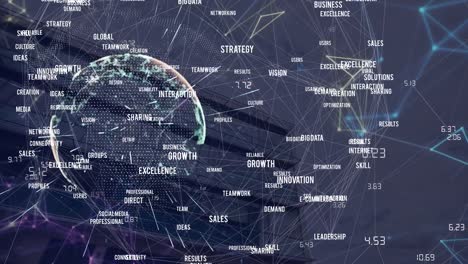 animation of network of connections with data processing over cityscape