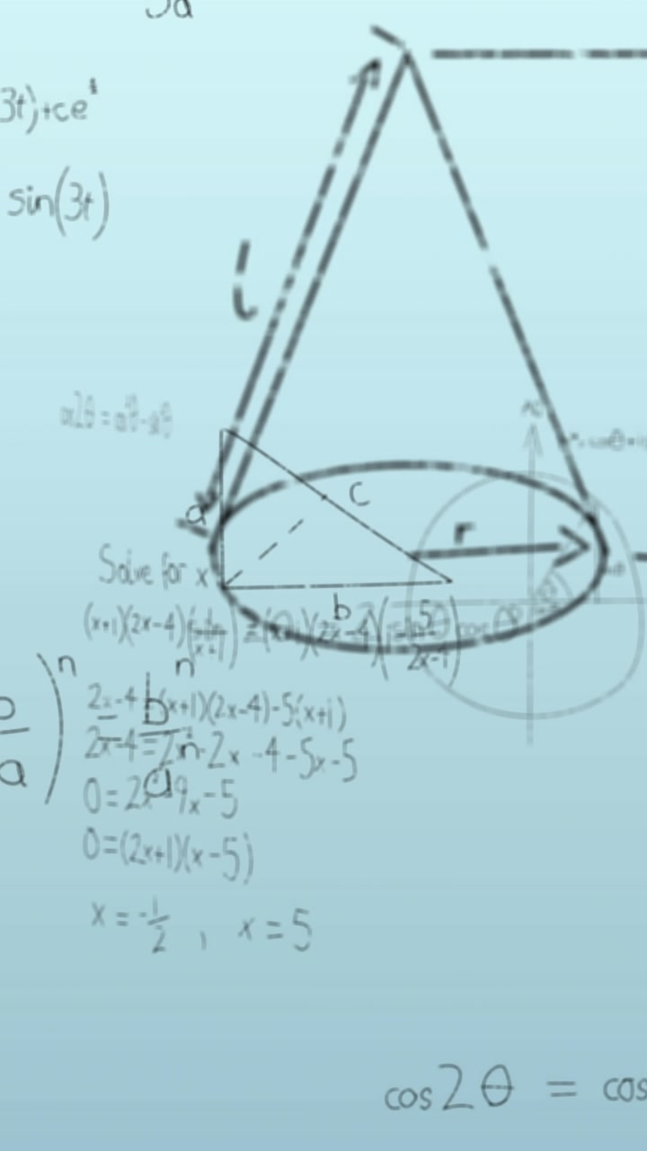 Animazione di elaborazione dati matematica su sfondo blu