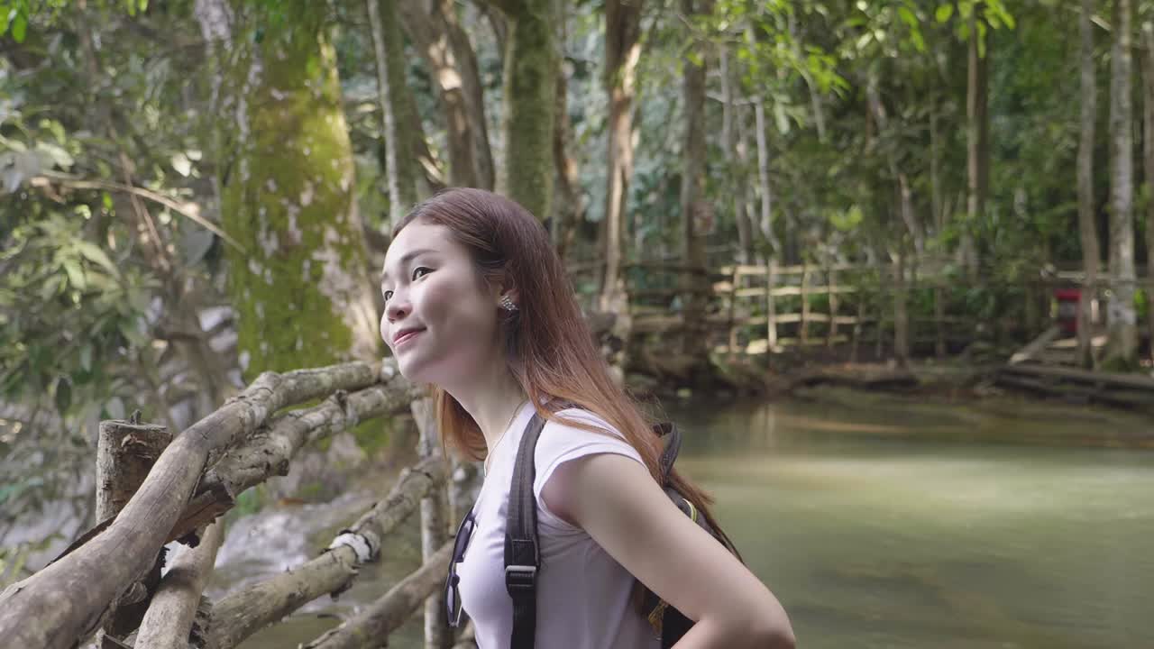 Asian Tourist Woman Enjoying In Her Journey, Slow Motion