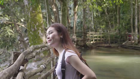 asian tourist woman enjoying in her journey, slow motion