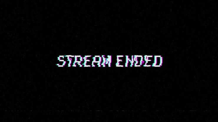 Pixelated Stream Ended Message with Digital Glitch Effect