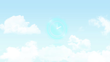 animation of clock moving fast over clouds and sky