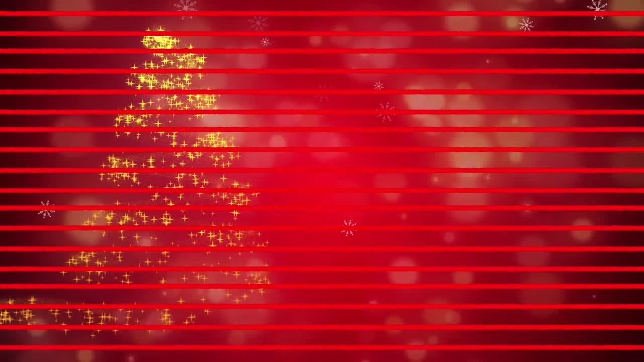 ⁇ 은 줄무 ⁇ 와 눈조각이 떨어지는  ⁇ 별이 크리스마스 트리와 빛의 반점을 형성합니다.