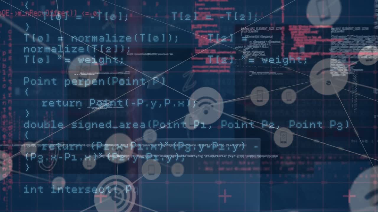 Animation of computing data processing and network of connections