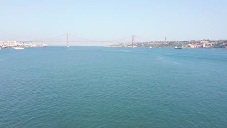 top shot of a boat sailing on river tejo