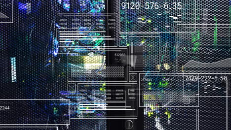 animation of screens with digital data processing over computer servers