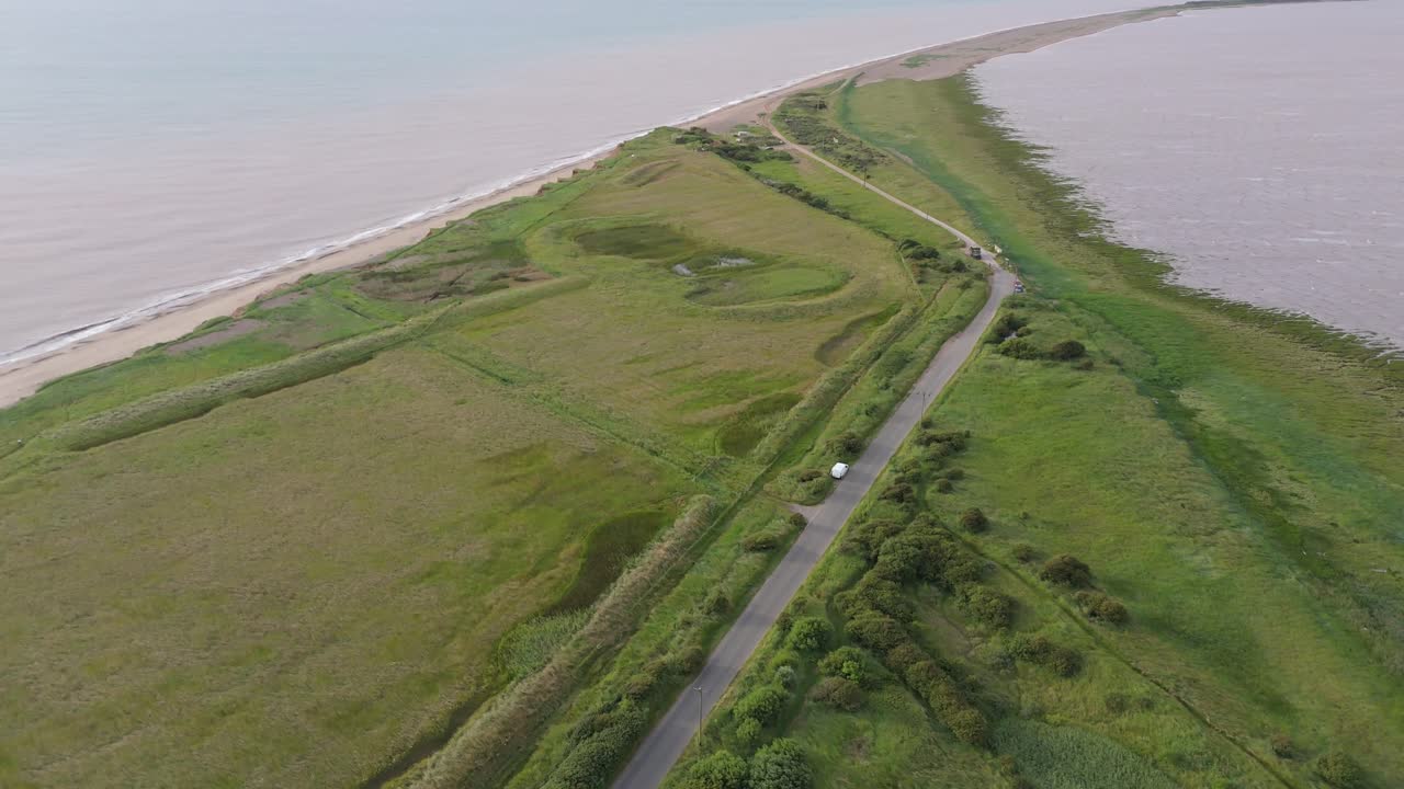 imágenes aéreas de la península de spurn head en el estuario del río humber