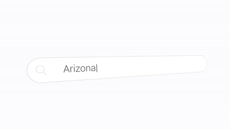searching for arizona in web browser by typing in search box. closeup shot