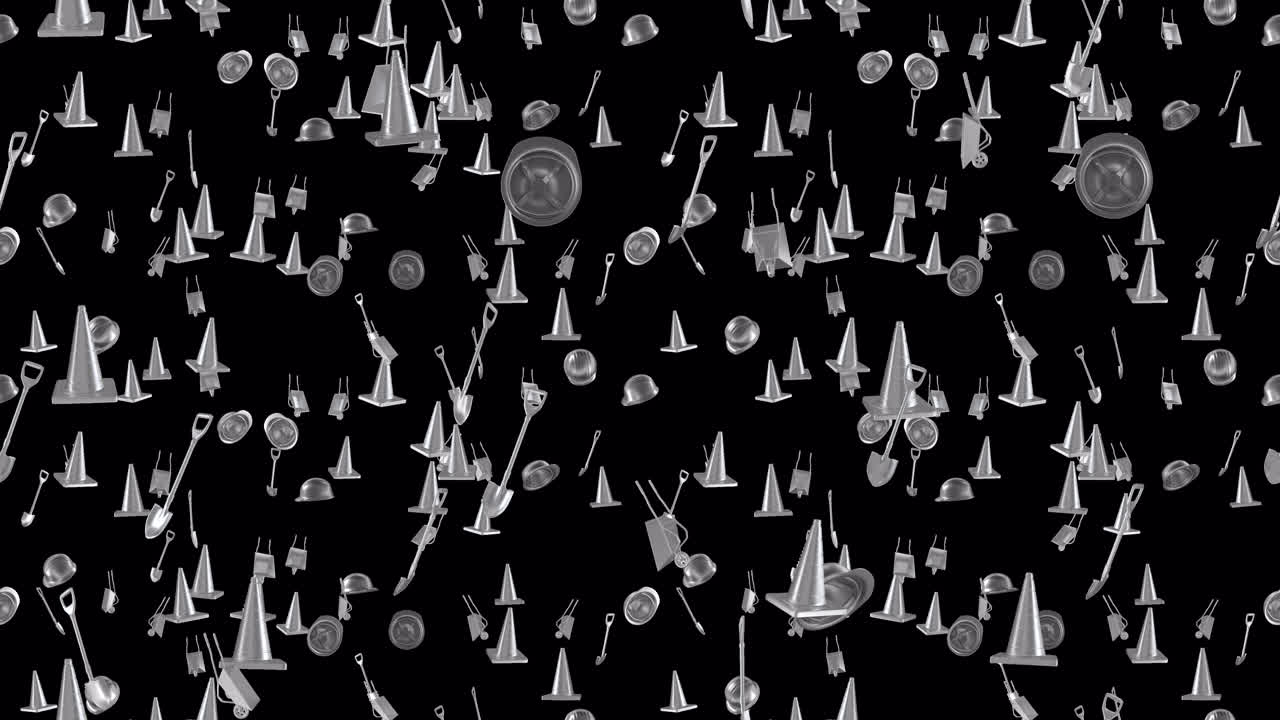 los azulejos de bucle del sitio de construcción de carreteras que caen con alfa