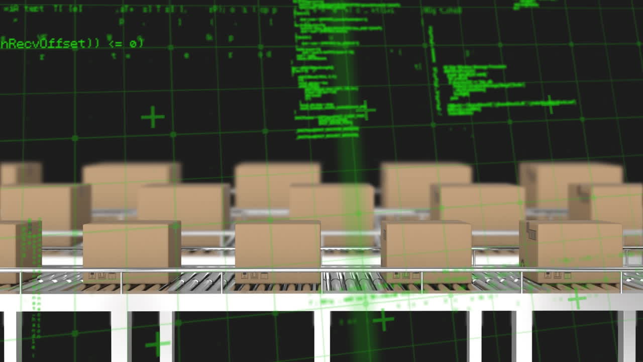 procesamiento de datos a través de la red de red contra múltiples cajas de entrega en la cinta transportadora