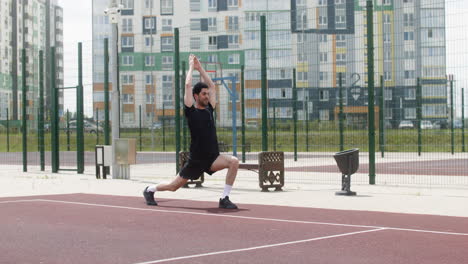 distant view of man stretching