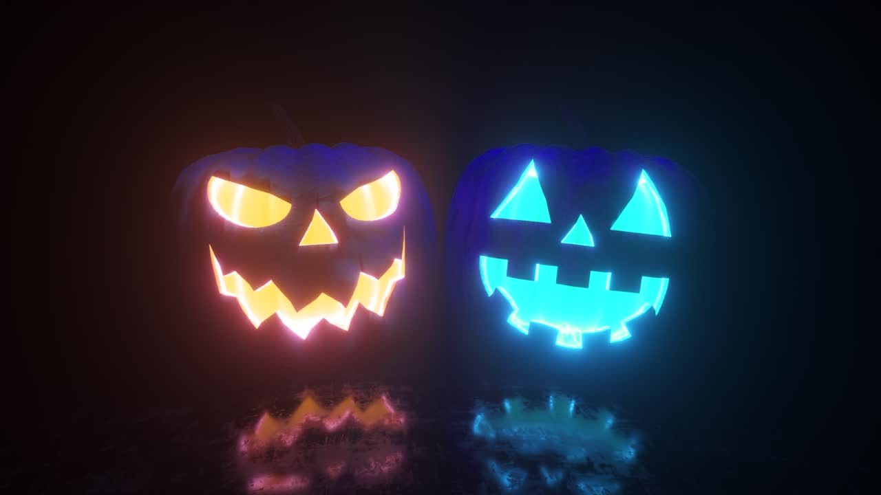 calabazas de neón brillantes