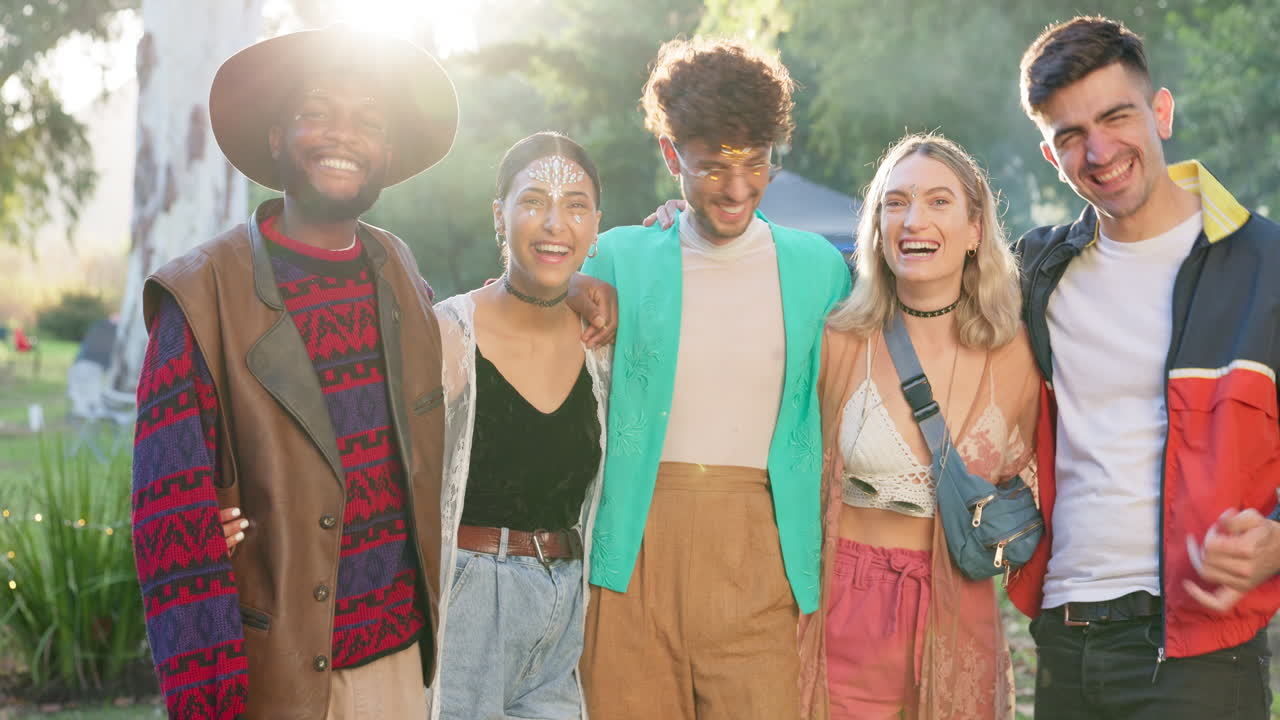 젊은이들, 친구들, 그리고 야외의 행복