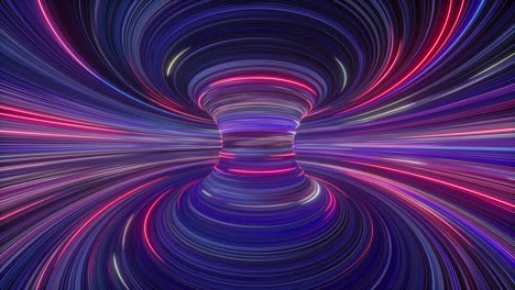 3d-loop-animation, abstrakter hintergrund mit fluoreszierenden linien, die im ultravioletten licht leuchten und sich drehen. fantastische tapete