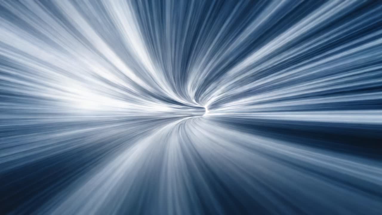 Dynamic Flow of Light: A Mesmerizing Journey Through a Swirling Tunnel of Blue and White, Capturing the Essence of Motion in an Abstract Universe