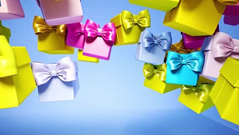 colorful gift boxes with ribbons