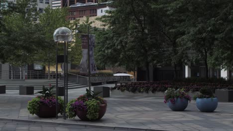 Flowers in an inner city pavilion