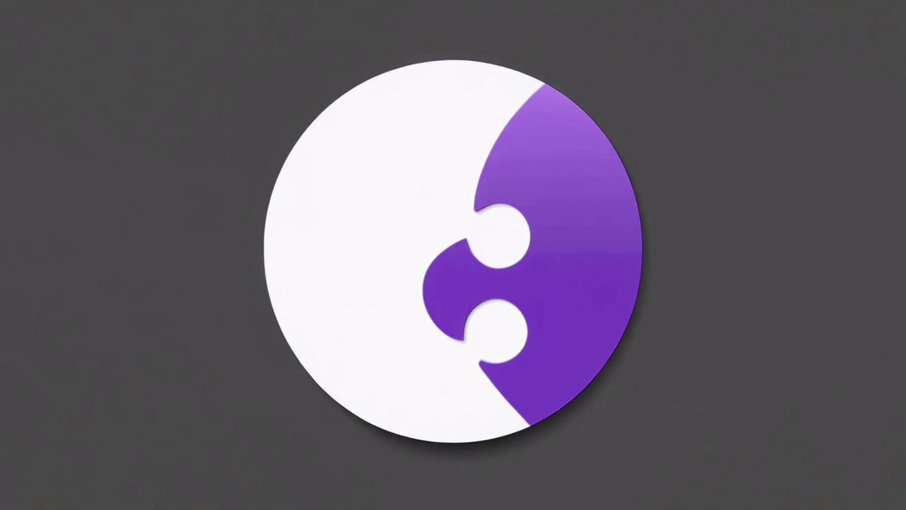 Animated Purple Circle Puzzle Piece Transition
