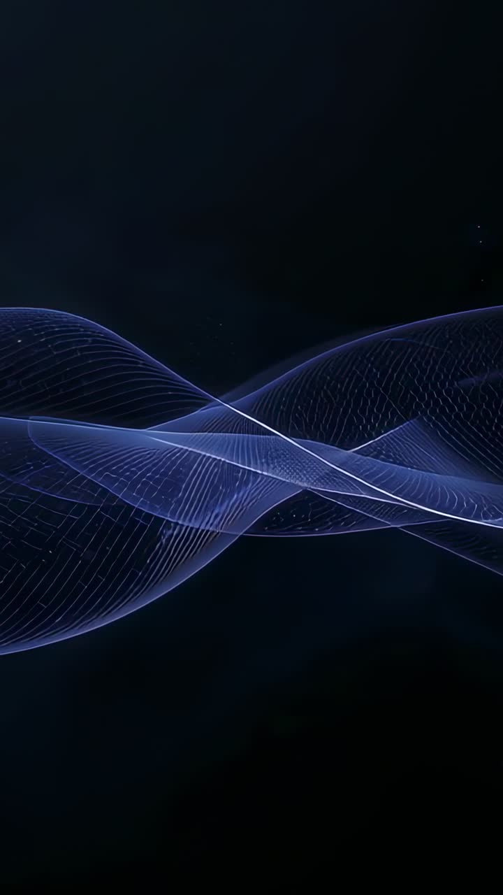 Vertical video: Phase-shifting blue ribbon sliding on dark void, revealing crossing line and nodes