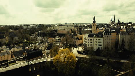 Warm drone footage of Chemins de la Corniche Luxembourg