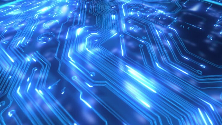 Microchip, circuito e luce per dati futuristici